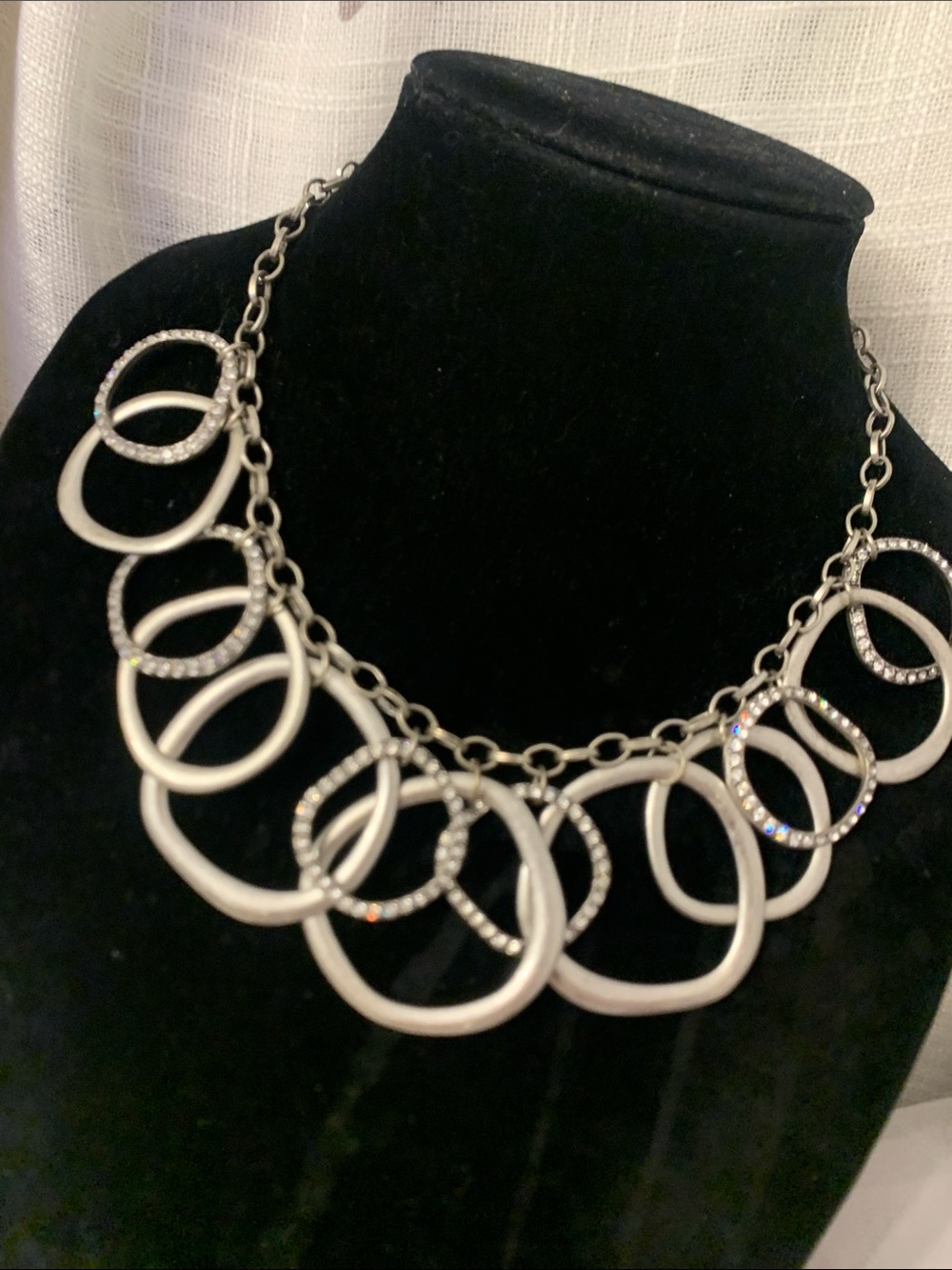 Premier Designs Silver Multi-Ring Crystal Accent Necklace